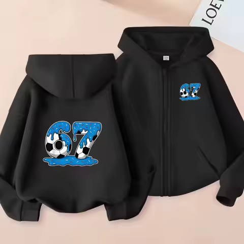 Spring Autumn six seven meme 3-12 Years Children zipper hoodies Tracksuit Fashion 67 Kid's Clothes H