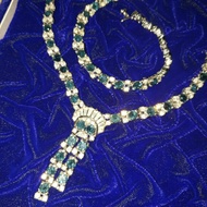 Vintage 1950s rhinestones jewelry set necklace bracelet luxury fashion stone