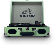 Victor Metro Plus Battery-Powered Bluetooth Suitcase Turntable | 3-Speed Vinyl Record Player with Bu