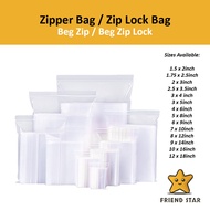 Beg Plastik Zipper [Big Size] [100 pcs] Plastic Zipper Bag / Zip Bag Lock Bag / PE Plastic Bag With 