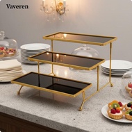 [Vaveren] SiaBiced 3 Tier Dessert Display Stand Glass Shelves 3 Tier Cake Stand Gold Finish Tiered D