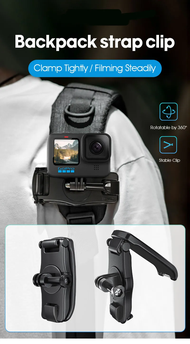 20240526  Backpack Clip Mount Holder  Rotatable Strap Belt Buckle Clamp For GoPro Hero 12/11/10 Insta360 X4/X3 DJI osmo Action3/4 Camera accessories