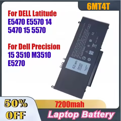 7200mah High-Capacity 6MT4T Laptop Battery For DELL Latitude E5470 E5570 14 5470 15 5570 For Dell Pr