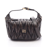 [Pre-owned] Miu Miu Matelassé 2-way handbag, 5BP100AF6QF0201 , Braun leather, women's handbag, brand