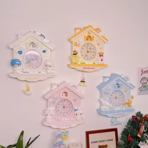 New Hello Kitty Wall Clock Silent Design Exquisite Cute Cartoon Wall Clock Bedroom Decorations Wall 