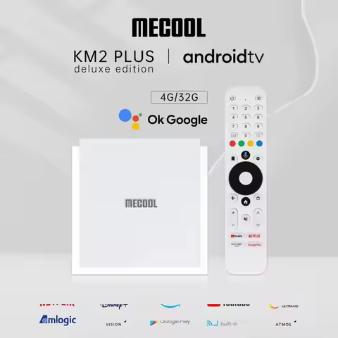 DDR4 4GB 32G MECOOL KM2 Plus Deluxe Android 11.0 TV Box 4K Amlogic S905X4 Dual WiFi6 BT6 1000M LAN v