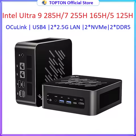 TOPC Mini PC Gamer Intel Ultra 9 285H 7 255H 165H 5 125H Type C 2x2.5G LAN NVMe DDR5 Windows 11 OCuL