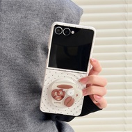 Ins Simple Magnetic Coffee Bean Bracket Polka Dots Ripple Pattern Case for Samsung Galaxy Z Flip 7 F