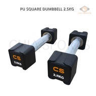 Square Dumbbell 2.5kg 1 pc PU Coated Free Weight Weightlifting Crossfit Bicep Triceps Curl Bench Pre