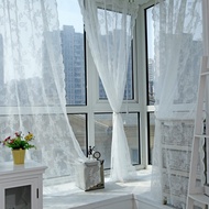 Rod pocket Warp Lace screen Curtain Transparent Voile Sheer Curtain