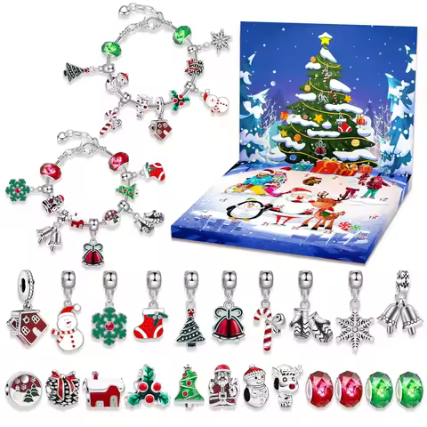 2025 Christmas Advent Calender Gift Box Creative DIY Snowman Santa Claus Bracelet Countdown Calendar