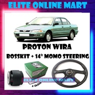 PROTON WIRA 14'' MOMO STEERING WHEEL WITH BOSSKIT SET READY STOCK