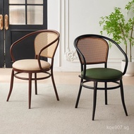 Backrest Chair Dining Table Hotel Retro Cafe Restaurant Rattan Chair Home American Style Armchair Di