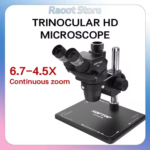 SOPTOP 9# Trinocular HD Microscope Multiplication 6.7-4.5X Continuous Zoom 150MM Lifting Adjustment 