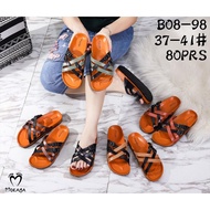 Women's Jelly Sandals with Cross Straps, Mixed Colors, Buckle, Super Cool, Elegant, Imported, Mokaya