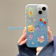 Suitable for IPhone 11 12 Pro Max X XR XS Max SE 7 Plus 8 Plus IPhone 13 Pro Max IPhone 14 15 Pro Max Phone Case Interesting Design Accessories Sponge with His Friends Underwater