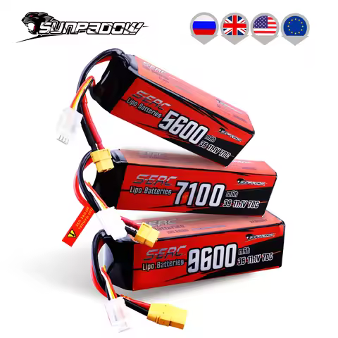 Sunpadow 3S 11.1V Lipo Battery for 5600mAh 7100Ah 70C with XT60 Connector For RC Vehicles Car Truck 