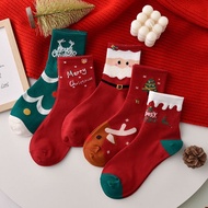 Socks Christmas Women's Mid Tube Stockings Autumn and Winter Red Natal Year Socks Couple Student Christmas Gift Stockings