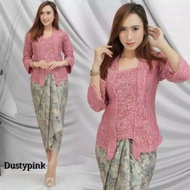 Real Pict Kebaya kutubaru Brokat Stelan dan Atasan-Baju kebaya stelan modern wanita 2022-Kebaya kond