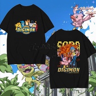 COTTON Baju T-shirt lengan pendek panjang Digimon Adventure Agumon Taichi Yagami Gabumon Yamato Anim