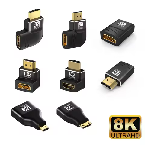 8K HDMI 2.1 Connector Adapter Mini HDMI Micro HDMI 270 90 Degree 8k 60hz Male to Female for HDTV PS5