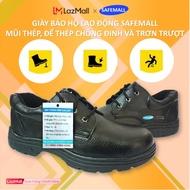 Giày bảo hộ lao động nam ABC SafeMall SMG-01 chỉ đen Giày mũi thép đế thép chống đinh chống trơn trư