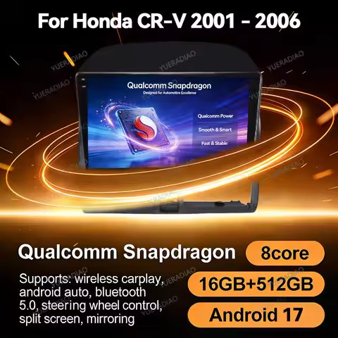 Android 17 Car Radio For Honda CR-V CRV 2 2001 2002 2003 - 2006 Multimedia Video Player 4G LTE 5G WI