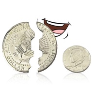 Silver Folding Magic Coin Gimmick Prop Ripped Restored Close-Up Street Performance Tool