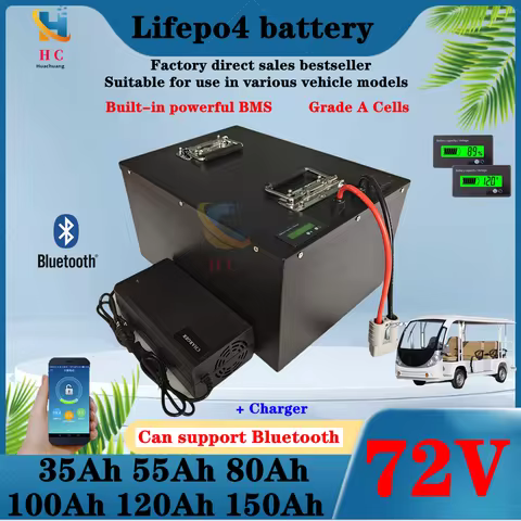 72v 35AH 55AH 80AH 100AH 150Ah lithium ion battery 100A BMS for 7000w- 1000W bike tricycle Forklift 