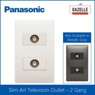 Panasonic Slim Art Television Outlet Current Passing Type - 2 Gang (White / Metallic Gray)