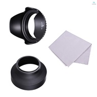 58mm Lens Hood Set with Tulip Flower Lens Hood + Collapsible Rubber Lens Hood + Lens Cleaning Cloth Replacement for Canon EOS 700D 650D 600D Rebel T5i T4i T3i T3 for Canon EF-S 18-