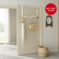 Ivory White Coat Hooks with Wood Finish - Bedroom Storage Solution