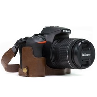 MegaGear Nikon D5600, D5500 Ever Ready Leather Camera Half Case and Strap, with Battery Access - Dar