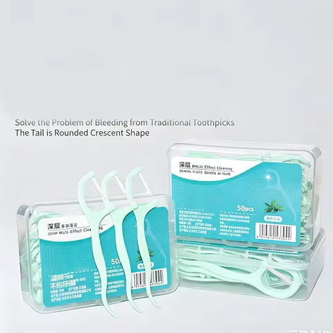50/100pcs Portable Disposable Dental Floss Plastic Toothpick High-tension Dental Floss Stick Dental