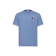 Moncler SS26 T Shirt En Coton À Logo Tricolore Brodé T Shirt Mens L10918C0007489B8Q714