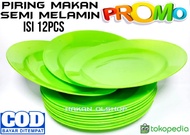 1 Lusin / 12 Pcs Piring Makan Semi Melamin Bulat Warna / Piring Saji