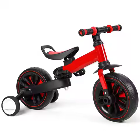 Balance Bicycle With Push Handle For Kids 2-5 Years Old, 6 In 1 Folding Push Bike With Training Whee
