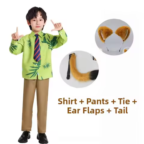 Halloween Crazy Animal City Cosplay Nick Long Sleeve Shirt Children's Boy Summer Performance Clothes