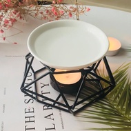 Metal Aromatic Oil Burner Geometric Ceramic Essential Oil Tealight Candle Holder Wax Melt Warmer Aroma Diffuser Lamp