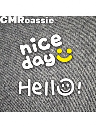 2pcs/Set Funny Car Rearview Mirror Sticker Set - "Great Day, Good Weather, Hello" - Suitable For Rea