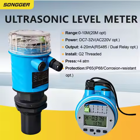 Waterproof Ultrasonic Level Transmitter RS485 4-20mA 0-10m Non Contact Liquid Sensor for Industrial 
