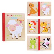 🚓Children's Cartoon Puzzle Enlightenment Puzzle Baby Wooden Puzzle Early Education Puzzle Wooden Book Toy Cloud and Fact