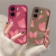 Casing Redmi 13C 4G New Design Aesthetic Shockproof Silicone Soft TPU Pink-Butterfly