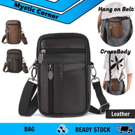 Men Leather Belt Bag Handphone Bag Waist Bag Pouch - 7 inch phone Beg Tali Pinggang Kulit Lelaki Beg
