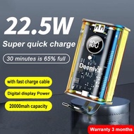 Powerbank 20000mAh Mini Super Fast Charging With cable transparent Display Portable Power Bank 22.w