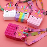 Tas anak Mainan Pop It  Unicorn Mini Sling Bag Rainbow tas lebaran anak uang thr