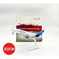 airbus A380 Steel Aircraft Model Commercial Size 20cm. With Wheels And Stand The Work Has A Box.