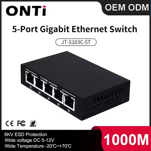 ONTi 5 Ports Gigabit Switch ONTi 5 Ports Gigabit Ethernet Switch Full Metal Case 1000M Network Switc