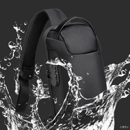 Men's Waterproof USB Oxford Crossbody Bag Anti-theft Shoulder Sling Bag Multifunction Short Travel Messenger Chest Pack