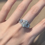 S925 Silver 1.5ct 6 * 8 Oval Egg-Shaped Moissanite Ring Fashionable All-Match Daily Commuter Style R